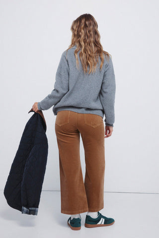 Pantalón Talle Alto con Bolsillos de Pana