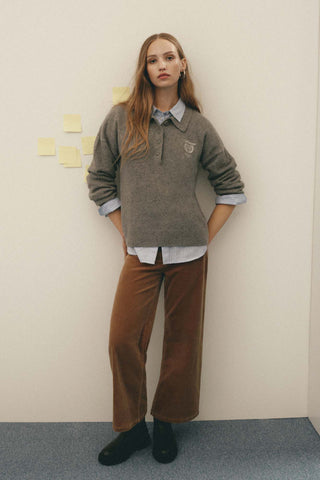 Pantalón Talle Alto con Bolsillos de Pana