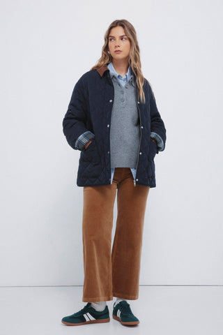 Pantalón Talle Alto con Bolsillos de Pana