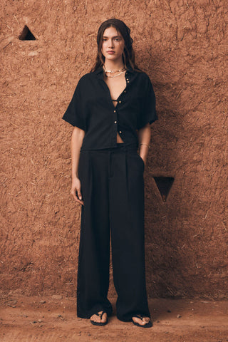 Linen Pleated Trousers.