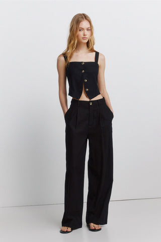 Linen Pleated Trousers.