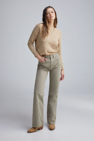 Jeans Wide Leg Talle Medio con Bolsillos