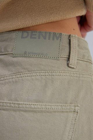Jeans Wide Leg Talle Medio con Bolsillos
