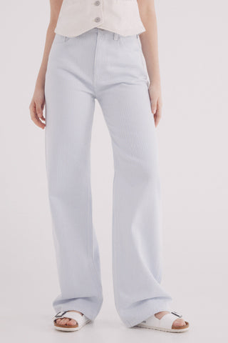 Jeans Wide Leg con Estampado de Rayas