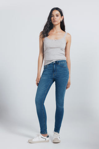 Jeans Skinny Talle Alto con Bolsillos