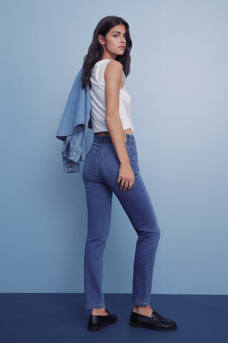 Jeans Crop Slim Fit con Bolsillos