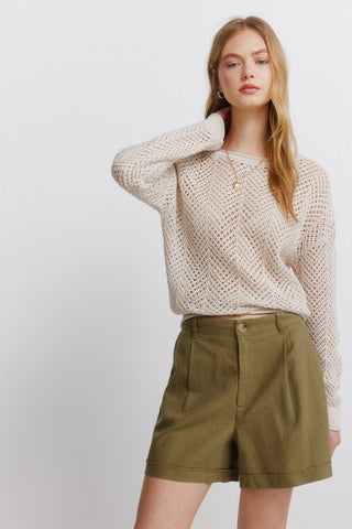 Linen Belt Shorts.