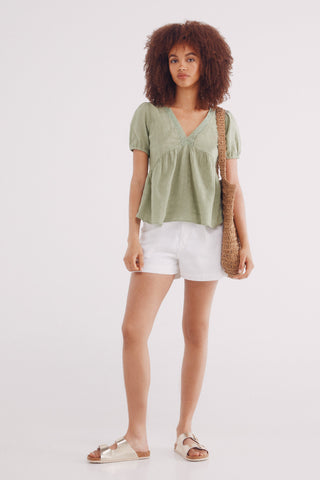 Short Denim Talle Medio con Bolsillos