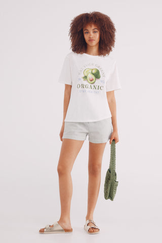 Short Talle Medio con Estampado de Rayas