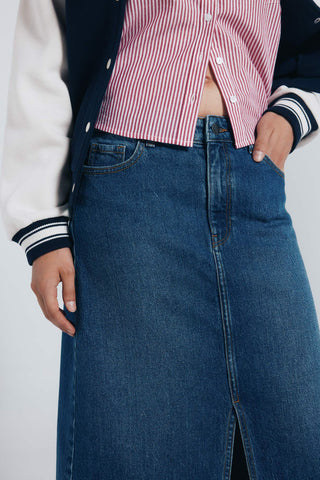 Enagua Denim Talle Alto con Abertura