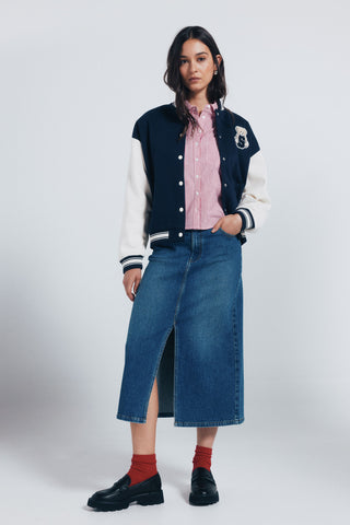 Enagua Denim Talle Alto con Abertura