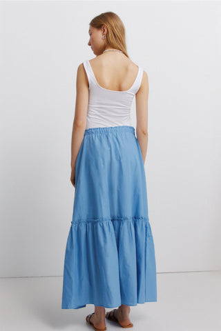 Smocked-Waist Long Skirt.