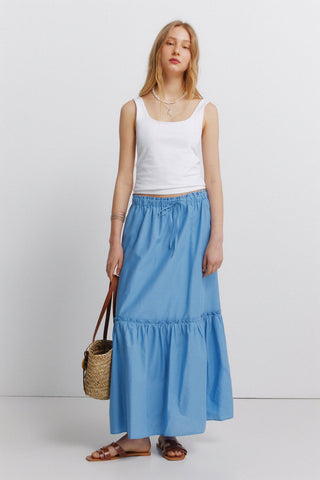 Smocked-Waist Long Skirt.