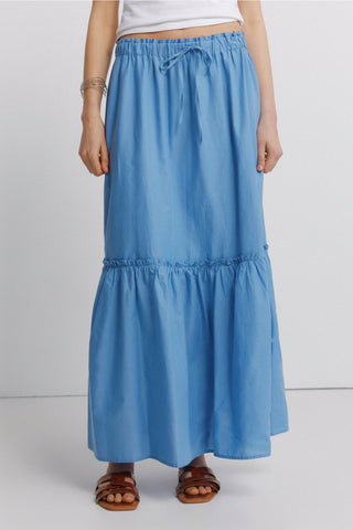 Smocked-Waist Long Skirt.