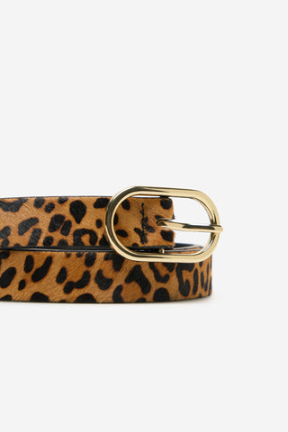 Cinturón con Hebilla Ovalada Animal Print, Mujer