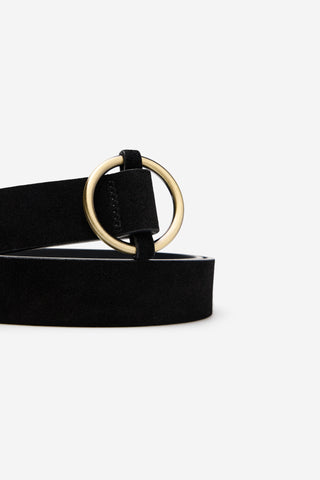 Cinturón de Piel con Hebilla Circular, Mujer
