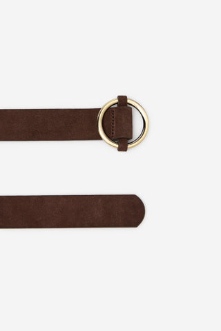 Cinturón de Piel con Hebilla Circular, Mujer