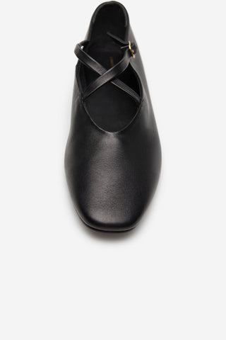 Crisscross Leather Ballerina Flats