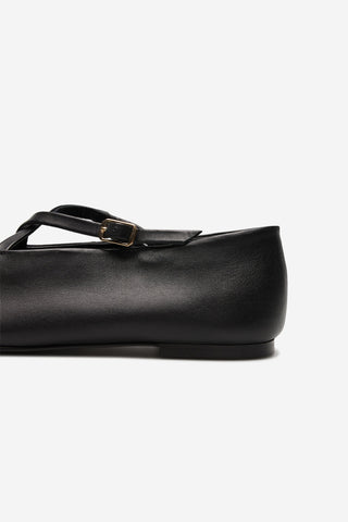 Crisscross Leather Ballerina Flats