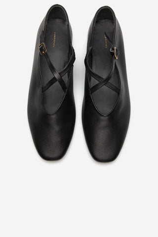 Crisscross Leather Ballerina Flats