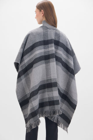 Poncho Reversible con Estampado de Cuadros