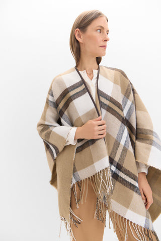Poncho Reversible con Estampado de Cuadros