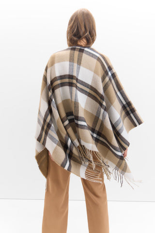 Poncho Reversible con Estampado de Cuadros