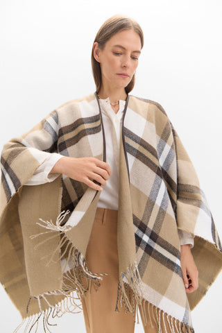 Poncho Reversible con Estampado de Cuadros