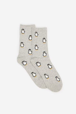 Medias Largas con Estampado Pingüino, Mujer