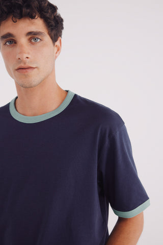 Camiseta Manga Corta con Detalle Contraste