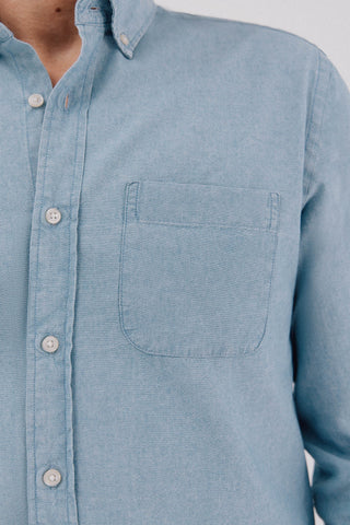Camisa Denim Manga Larga con Bolsillo