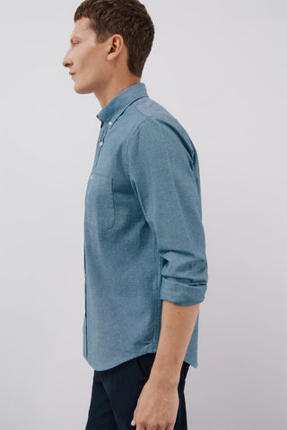 Camisa Denim Manga Larga con Bolsillo