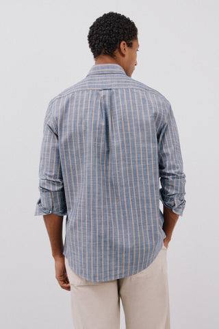 Camisa Manga Larga con Estampado de Rayas.