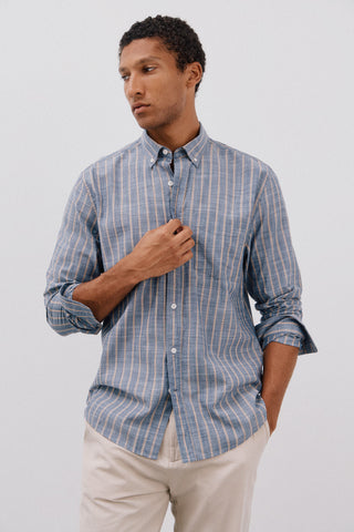 Camisa Manga Larga con Estampado de Rayas