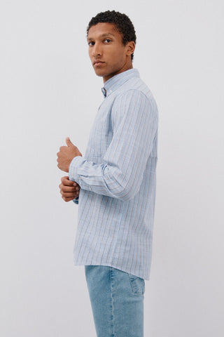 Camisa Manga Larga con Estampado de Rayas.
