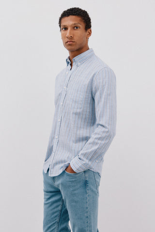 Camisa Manga Larga con Estampado de Rayas.