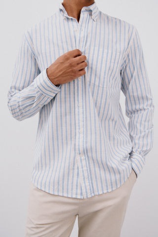 Camisa Manga Larga con Estampado de Rayas.