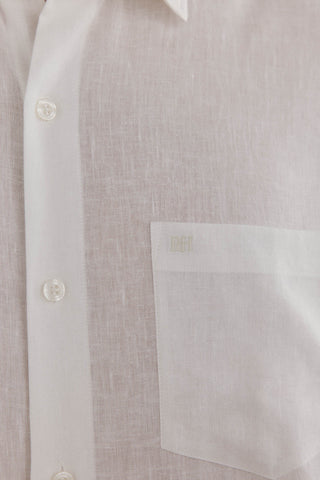 Camisa Manga Larga de Lino con Bolsillo