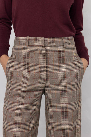 Pantalón Recto con Estampado Cuadros