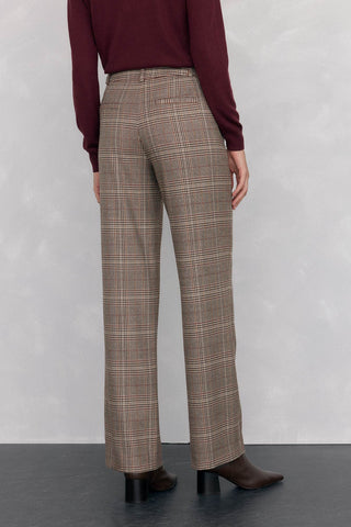 Pantalón Recto con Estampado Cuadros