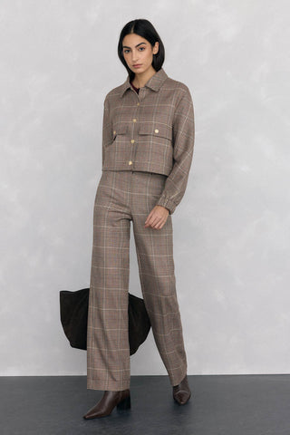 Pantalón Recto con Estampado Cuadros