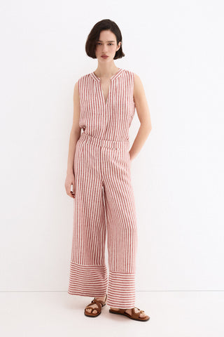 Pantalon Lino Wide Leg Rayas.