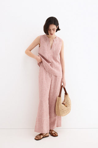 Pantalon Lino Wide Leg Rayas.
