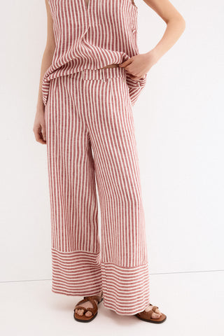Pantalon Lino Wide Leg Rayas.