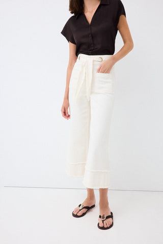 E Pantalon Twill Wide Flare Capri.