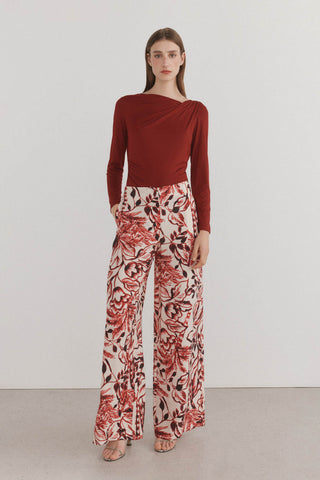 Pantalón Ancho con Estampado Floral