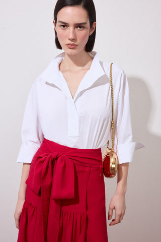 Blusa M/C Popelin Boton Cuerno.
