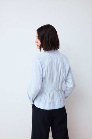 E. Camisa M/L Tablas Cintura Rayas.