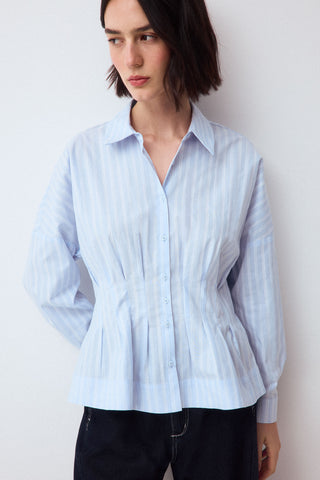 E. Camisa M/L Tablas Cintura Rayas.