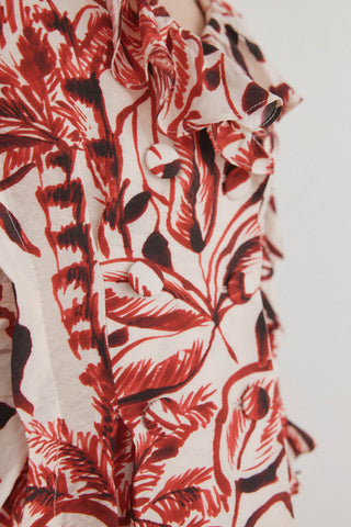 Blusa Manga Corta de Volantes con Estampado